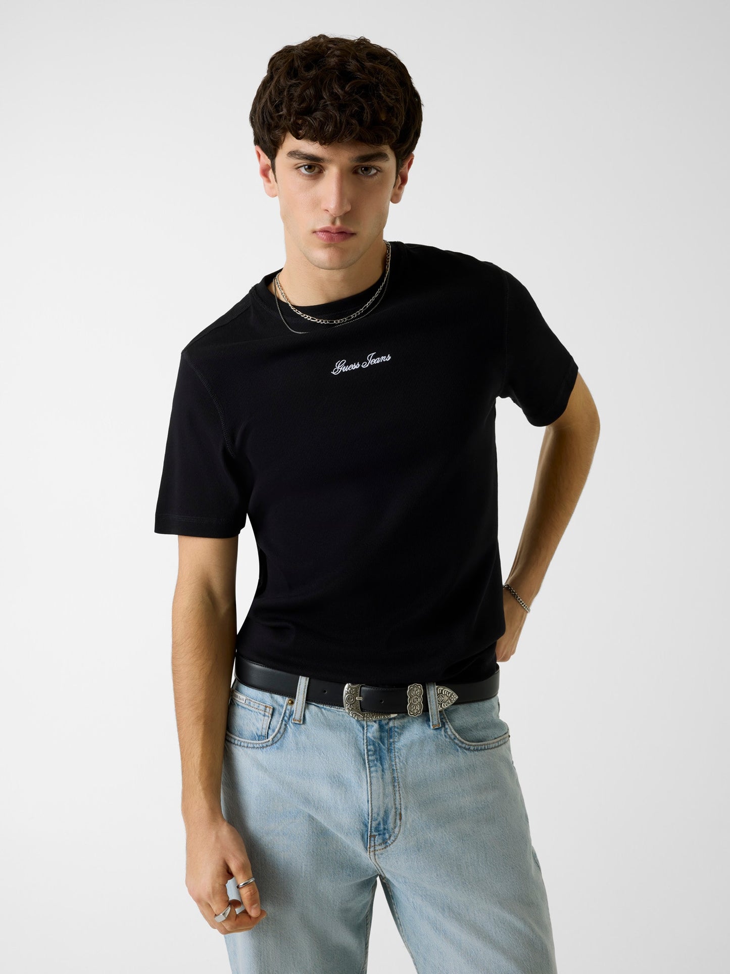 GJ SLIM FIT RIBBED T SHIRT