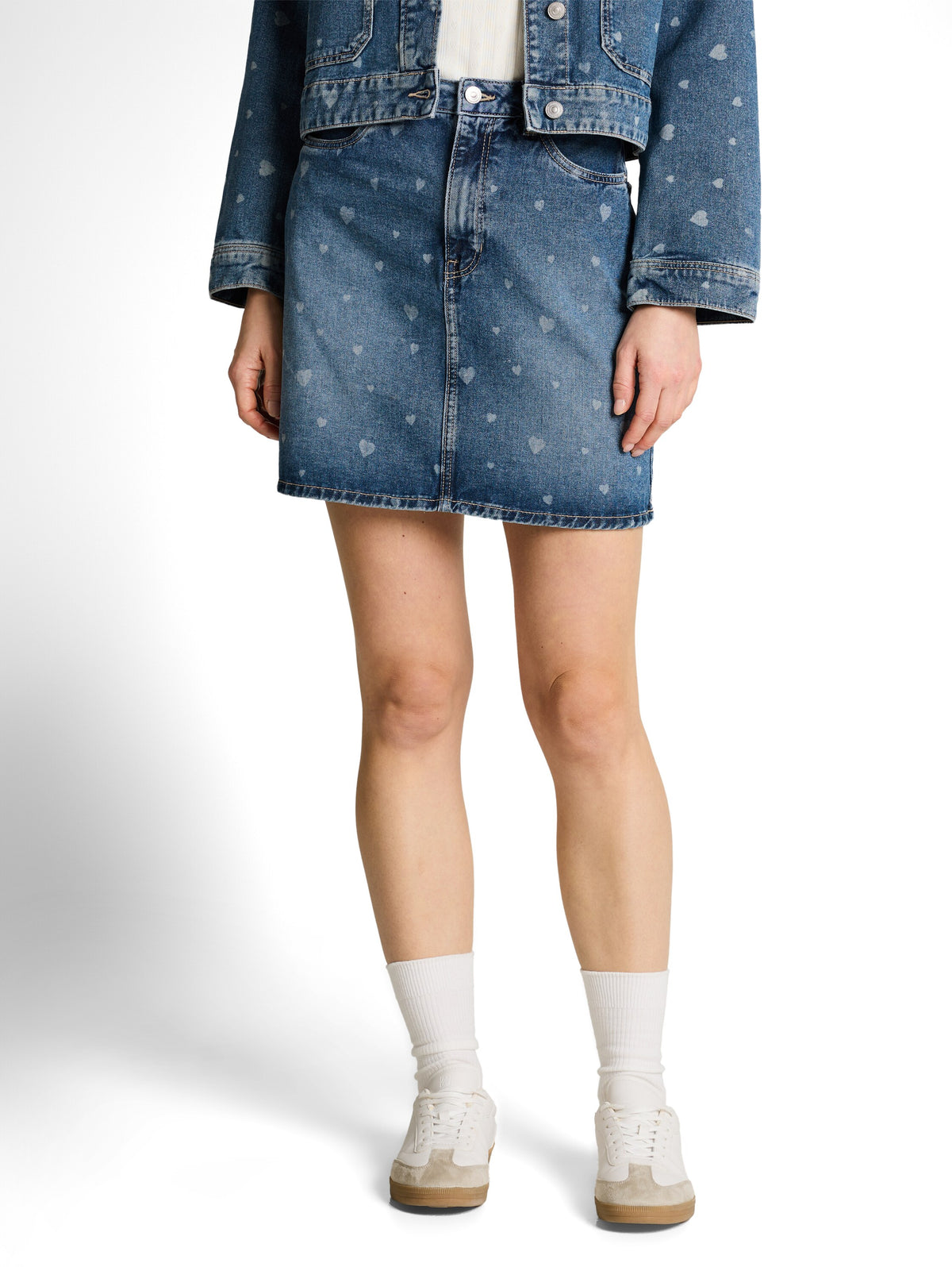 Mini-Jeansrock mit Herz-Print