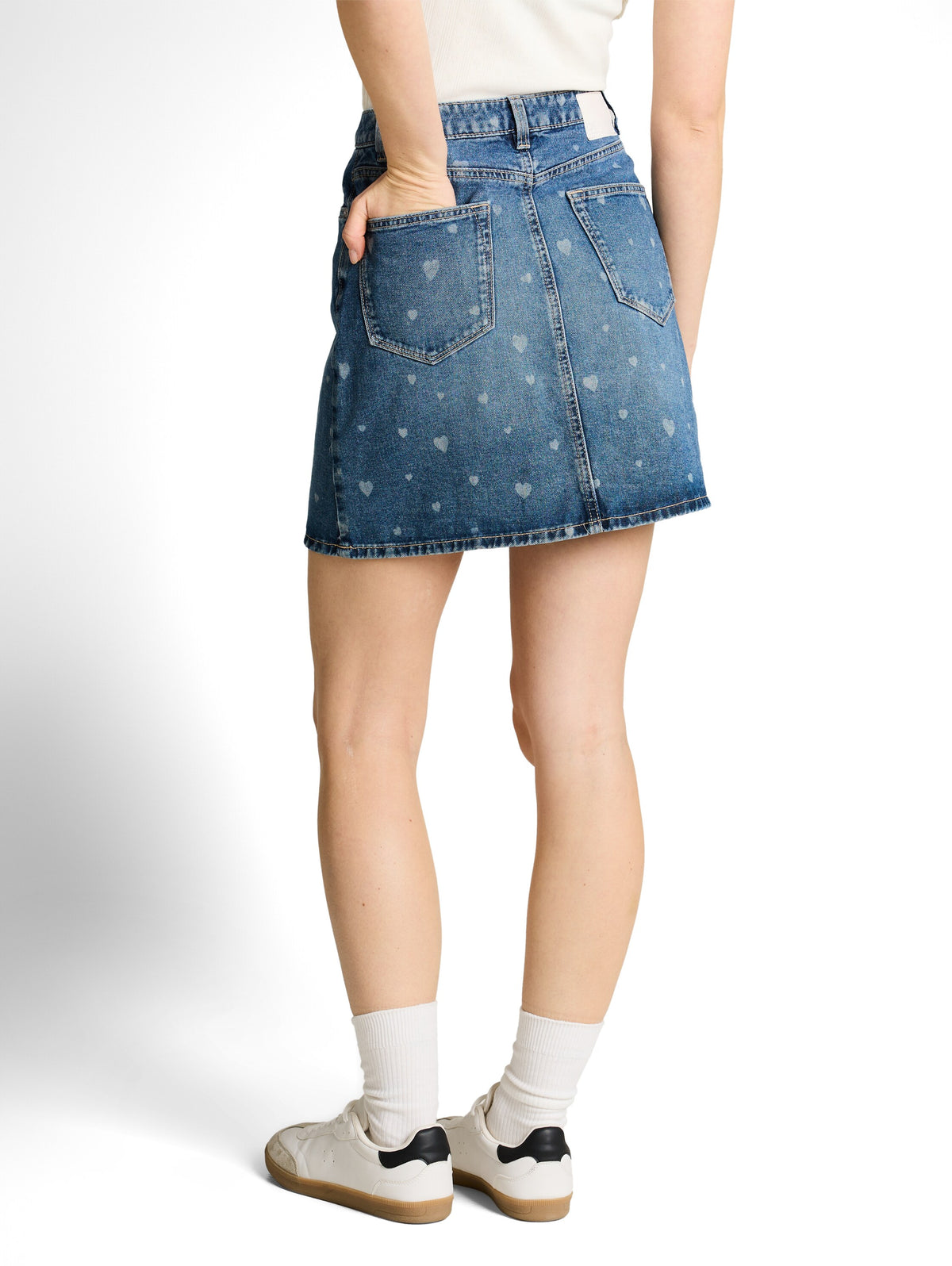 Mini-Jeansrock mit Herz-Print