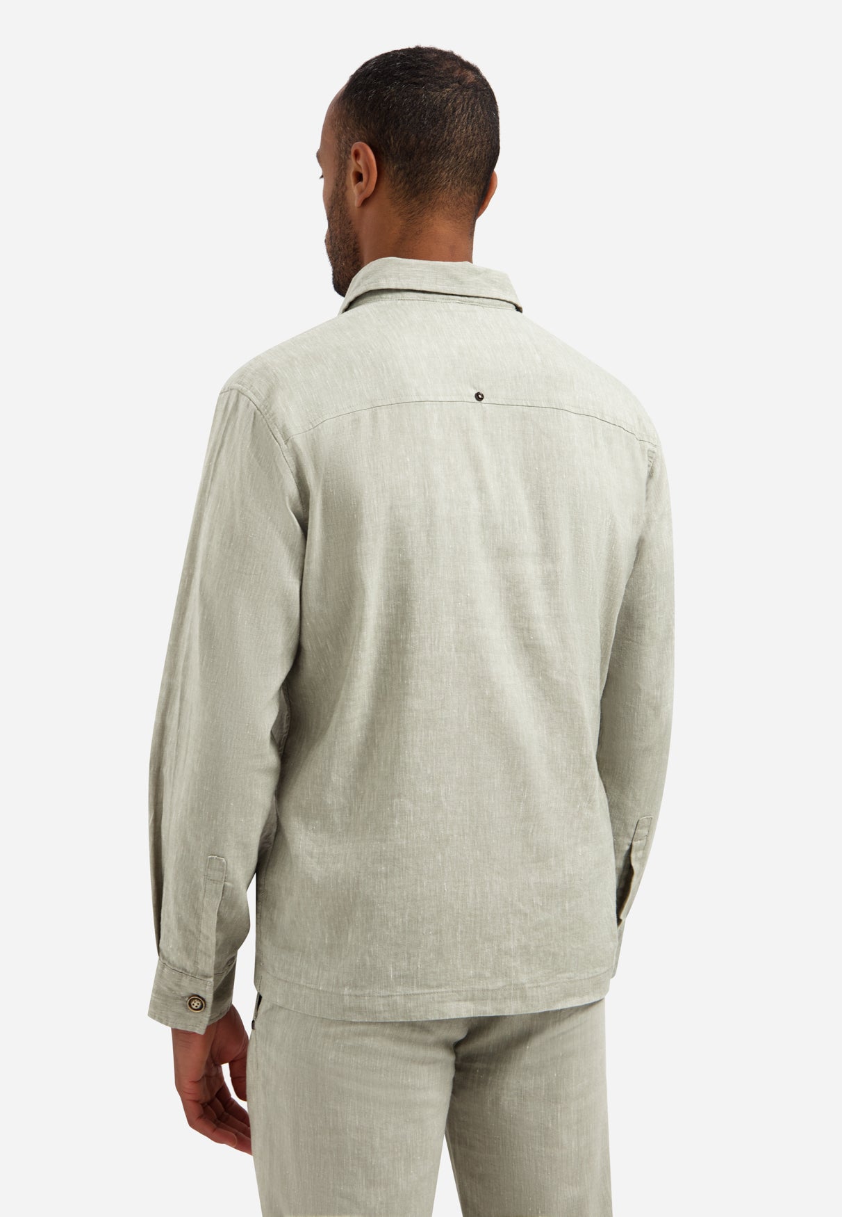 Overshirt Full Button 2-Tone With Linen