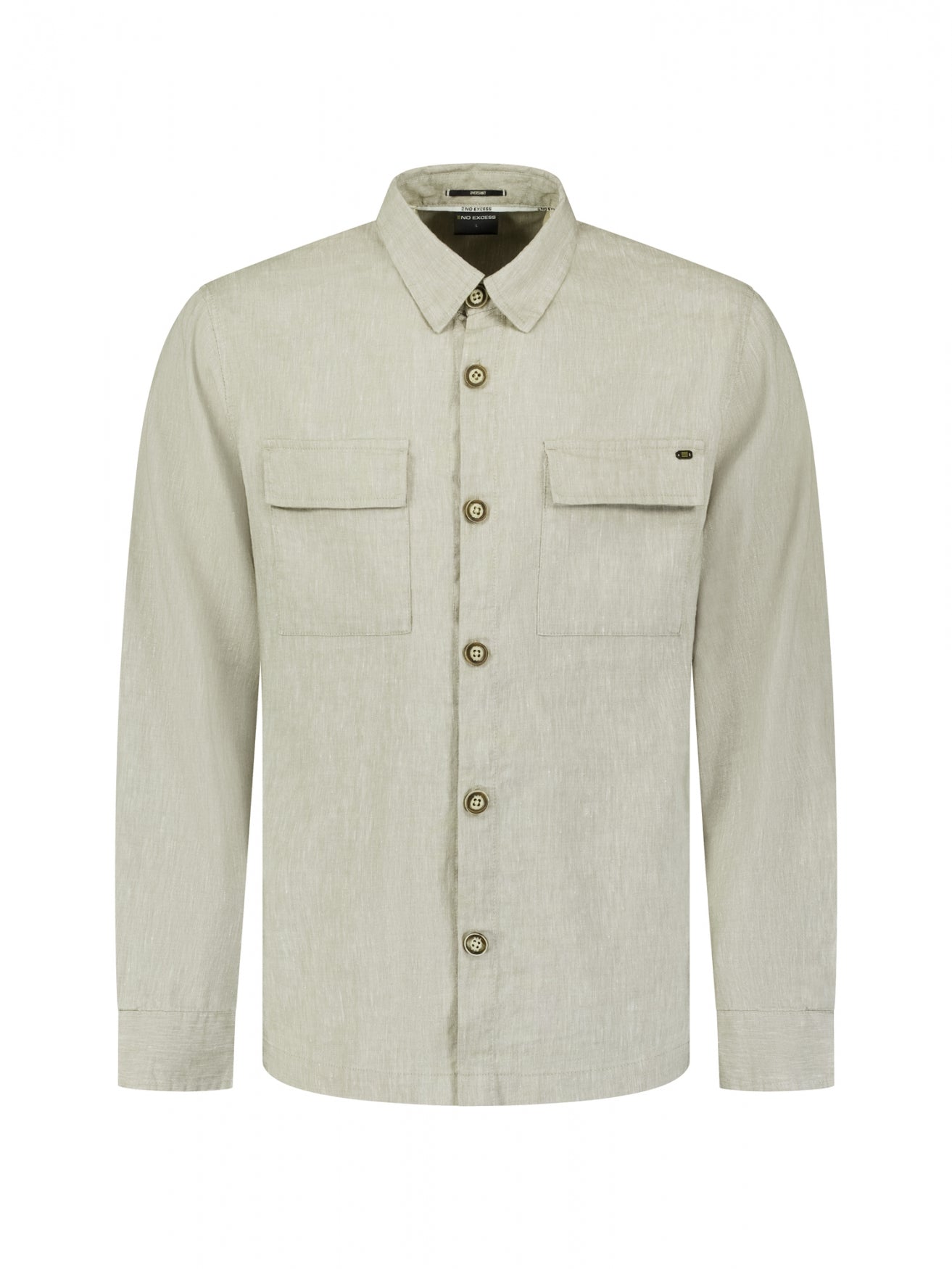 Overshirt Full Button 2-Tone With Linen