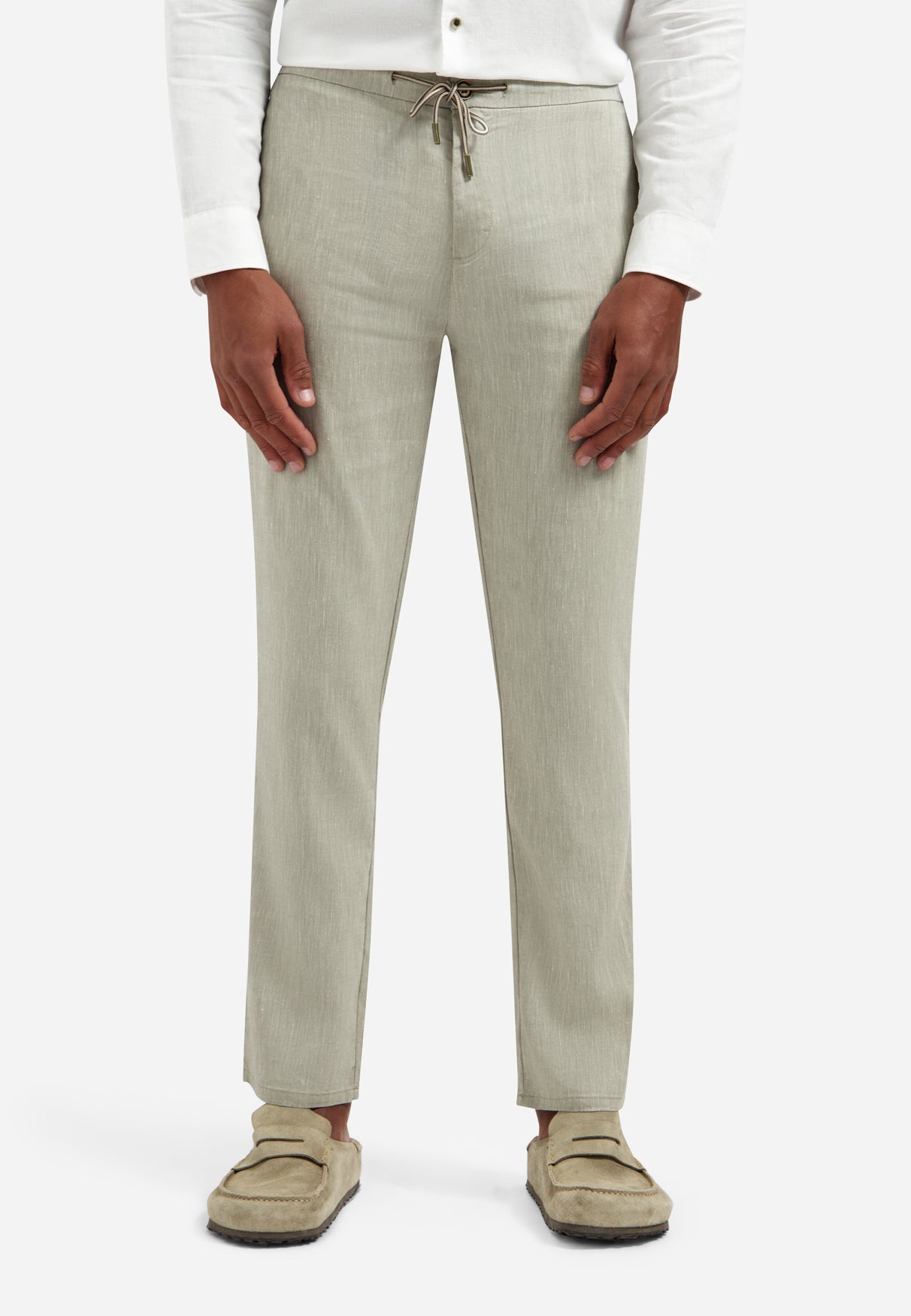Pants With Linen Yarn Dyed