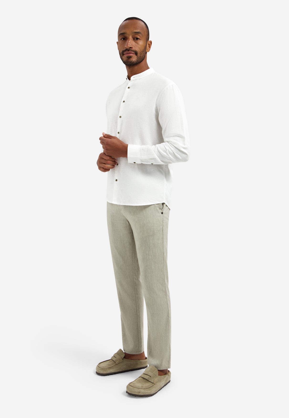 Pants With Linen Yarn Dyed