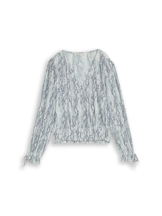 Crinkle Wickelbluse mit Schlangenprint