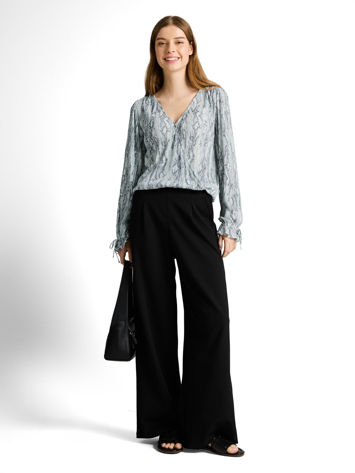 Crinkle Wickelbluse mit Schlangenprint