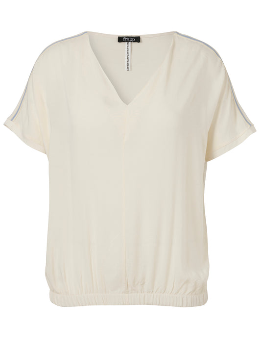 Bluse V-Ausschnitt ohne Arm Materialmix