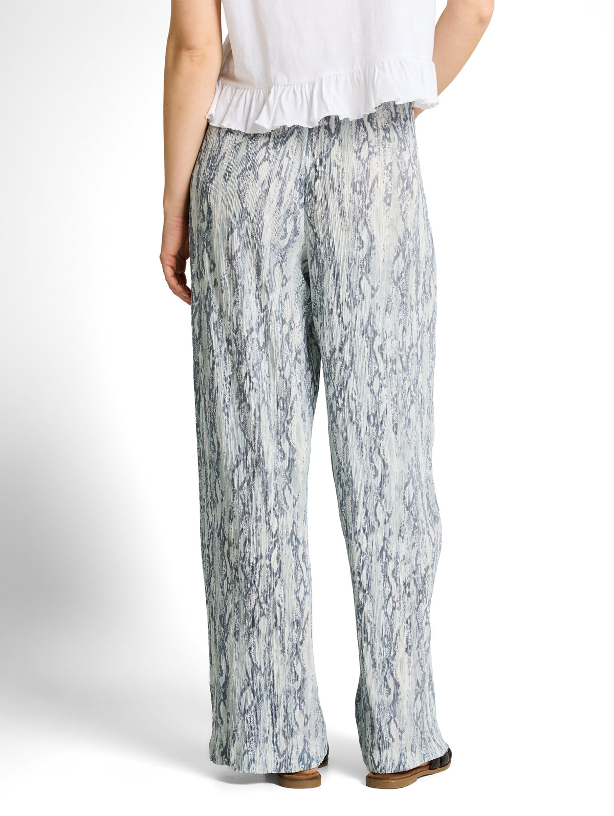 Crinkle Wide Leg Hose mit Schlangenprint