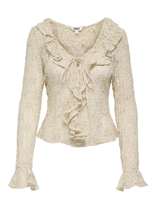 ONLPEARLINA LS RUFFLE LACE TOP WVN