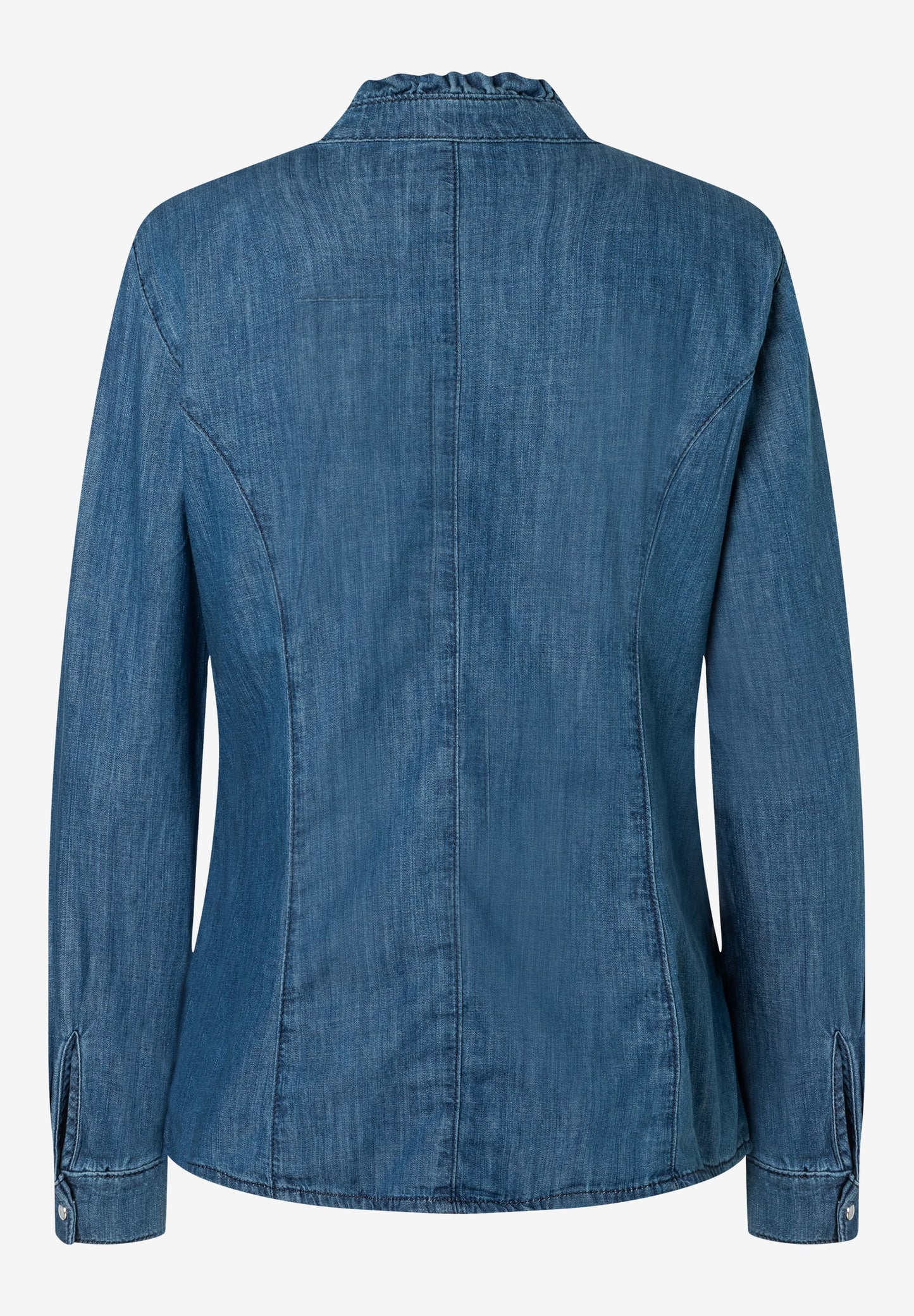 Jeansbluse mit Rüsche