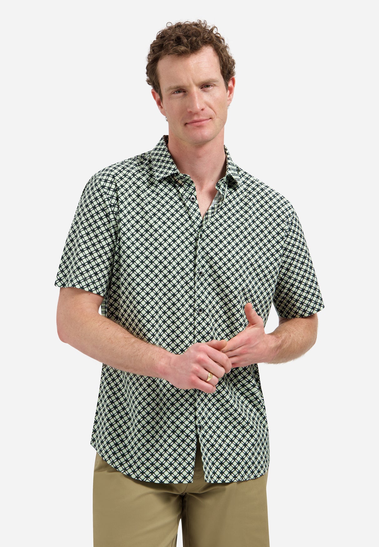 Shirt Short Sleeve Stretch Allover Printed