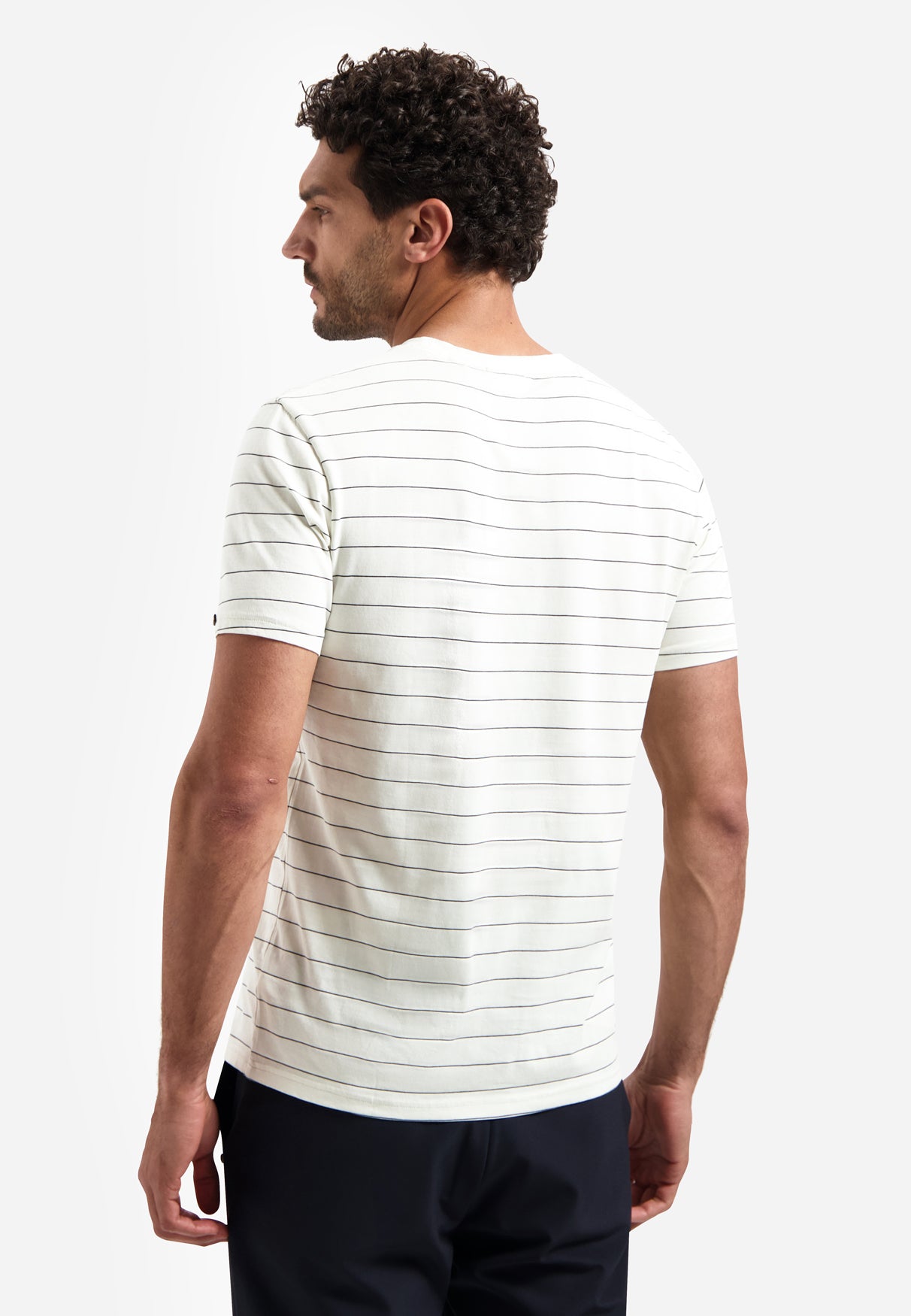 T-Shirt Crewneck Pin Stripe Garment Dyed