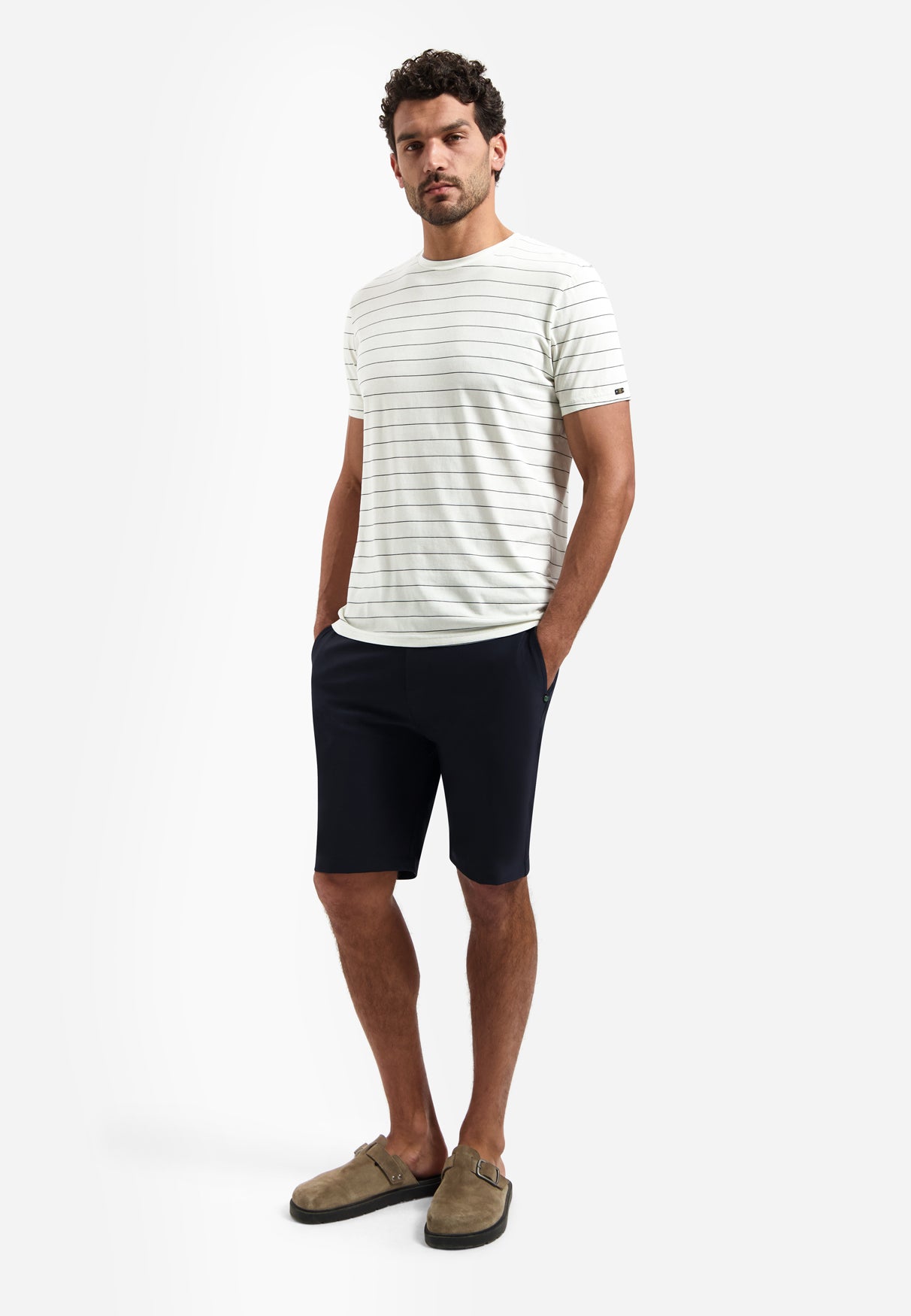 T-Shirt Crewneck Pin Stripe Garment Dyed