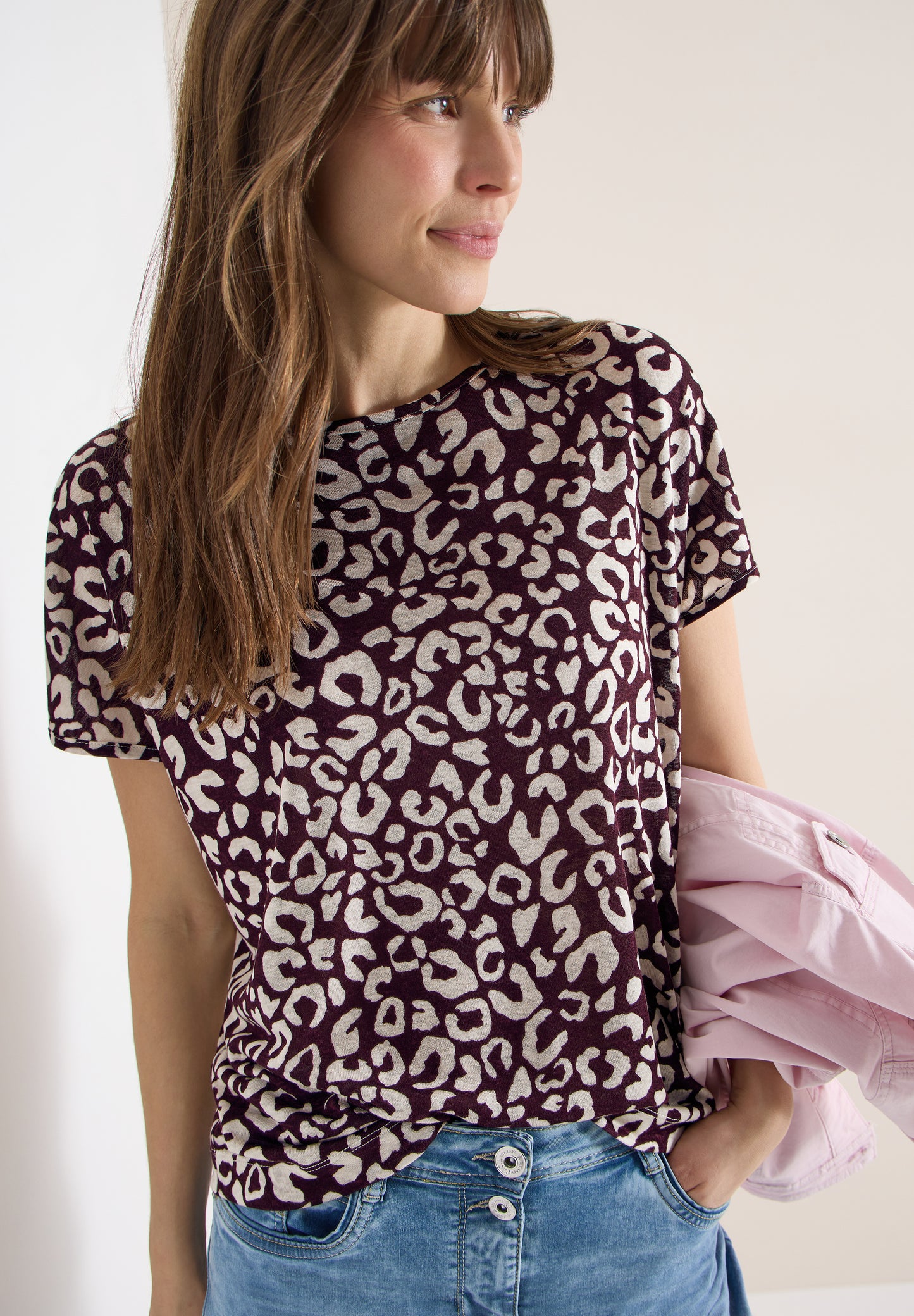Shirt im Leinen-Look mit Leo-Print