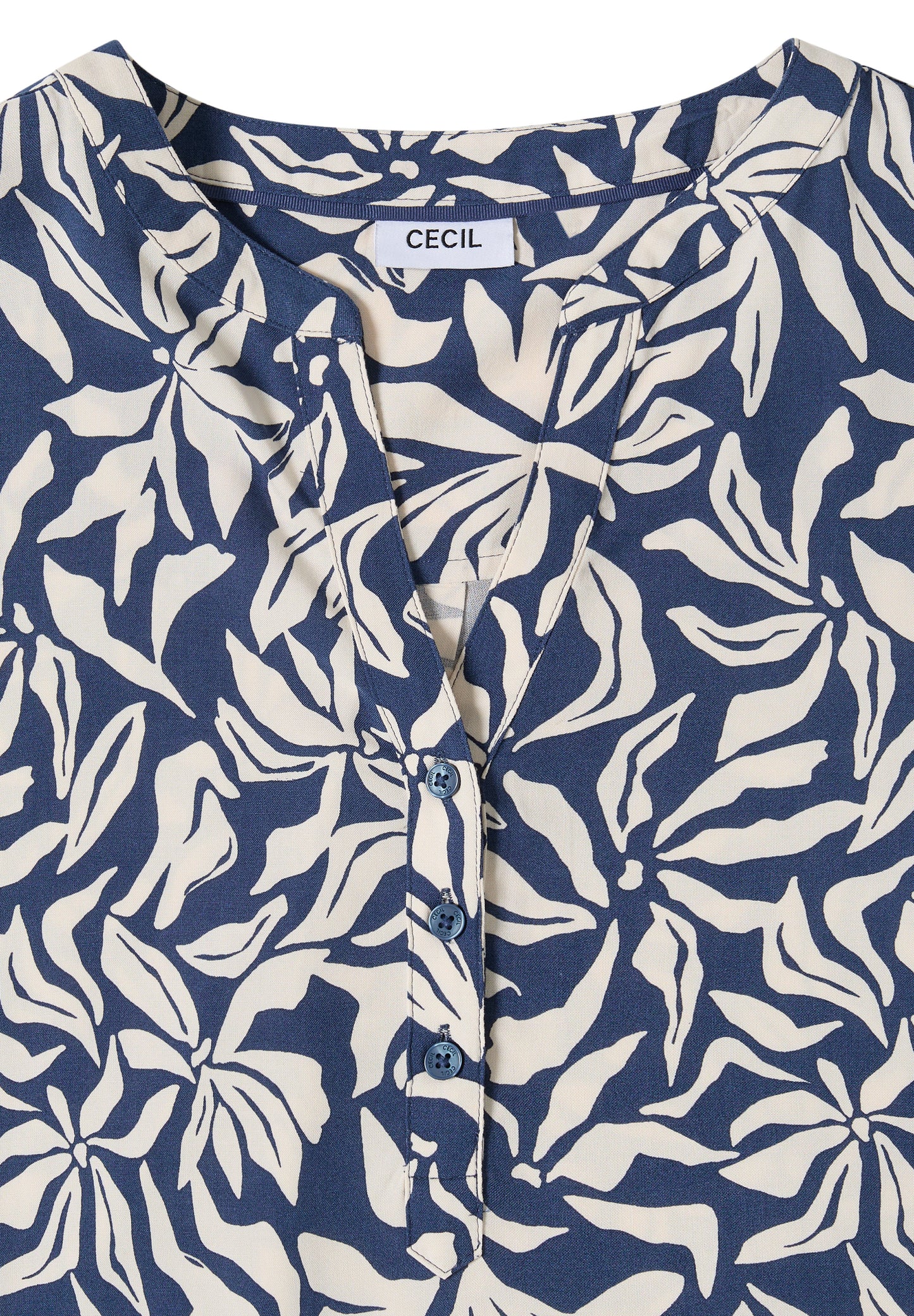 Bluse mit Split Neck und Elastiksaum