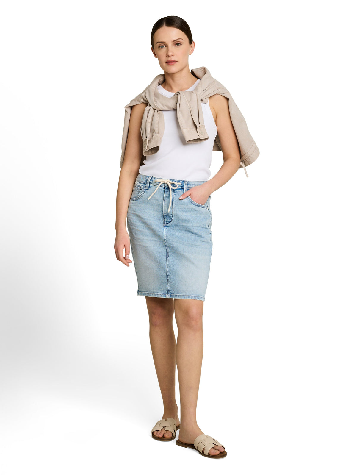 Jeansrock mit Kordelzug