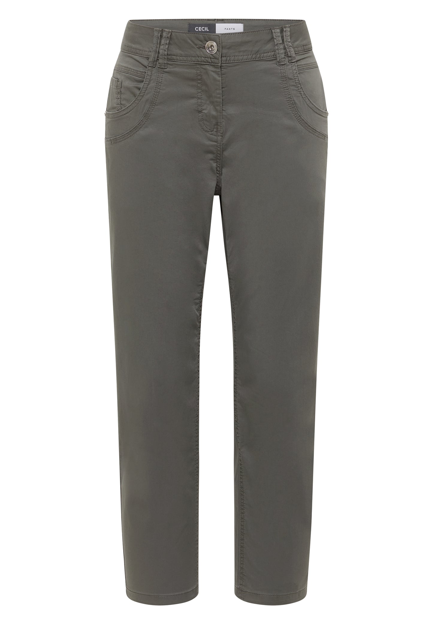 Mid Waist Slim Leg Hose im Casual Fit