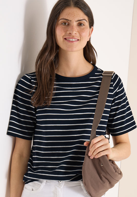 T-Shirt mit Boatneck und Streifen