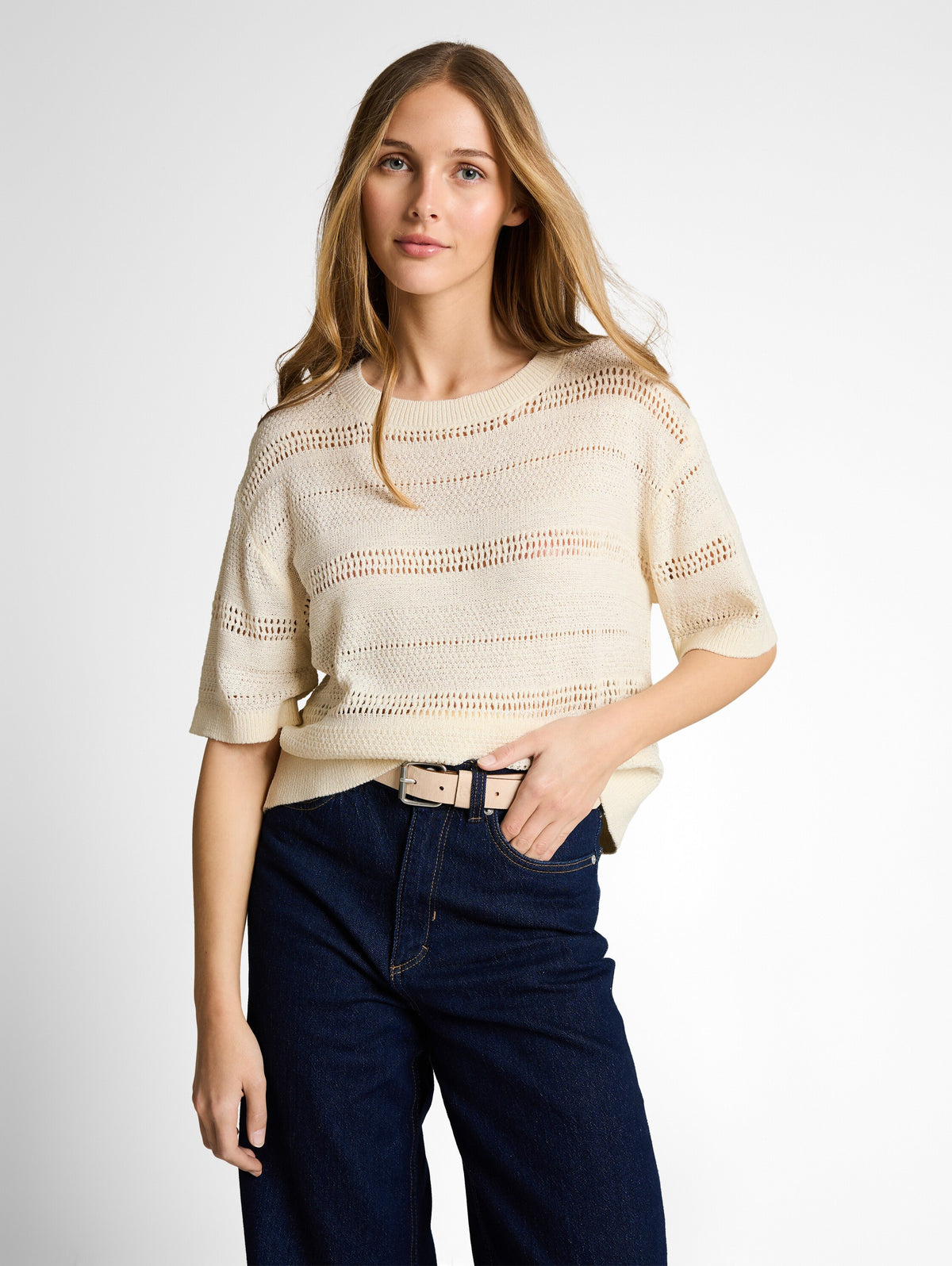 Relaxed Fit Strickpullover mit Lochmuster