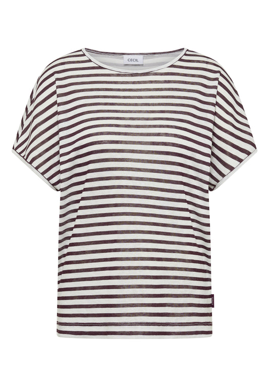 T-Shirt mit Boatneck und Streifen