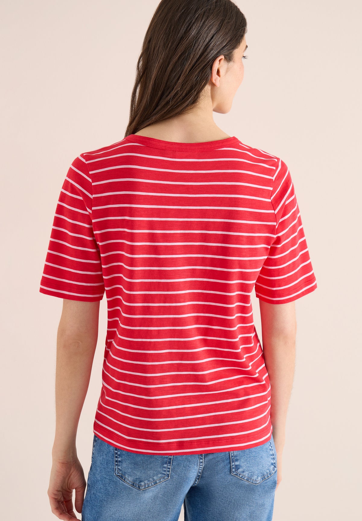 T-Shirt mit Boatneck und Streifen