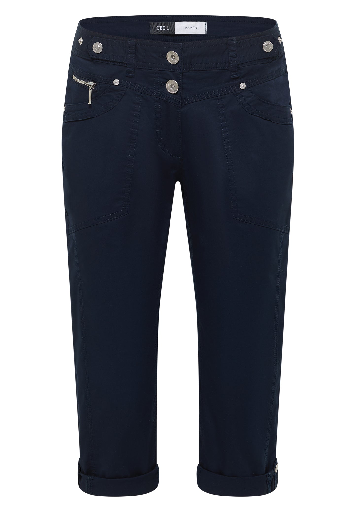 Mid Waist Slim Leg Hose mit Turn-Up