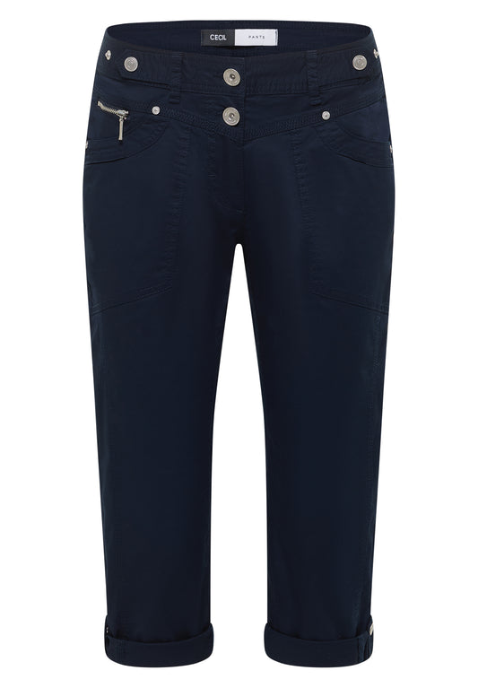 Mid Waist Slim Leg Hose mit Turn-Up