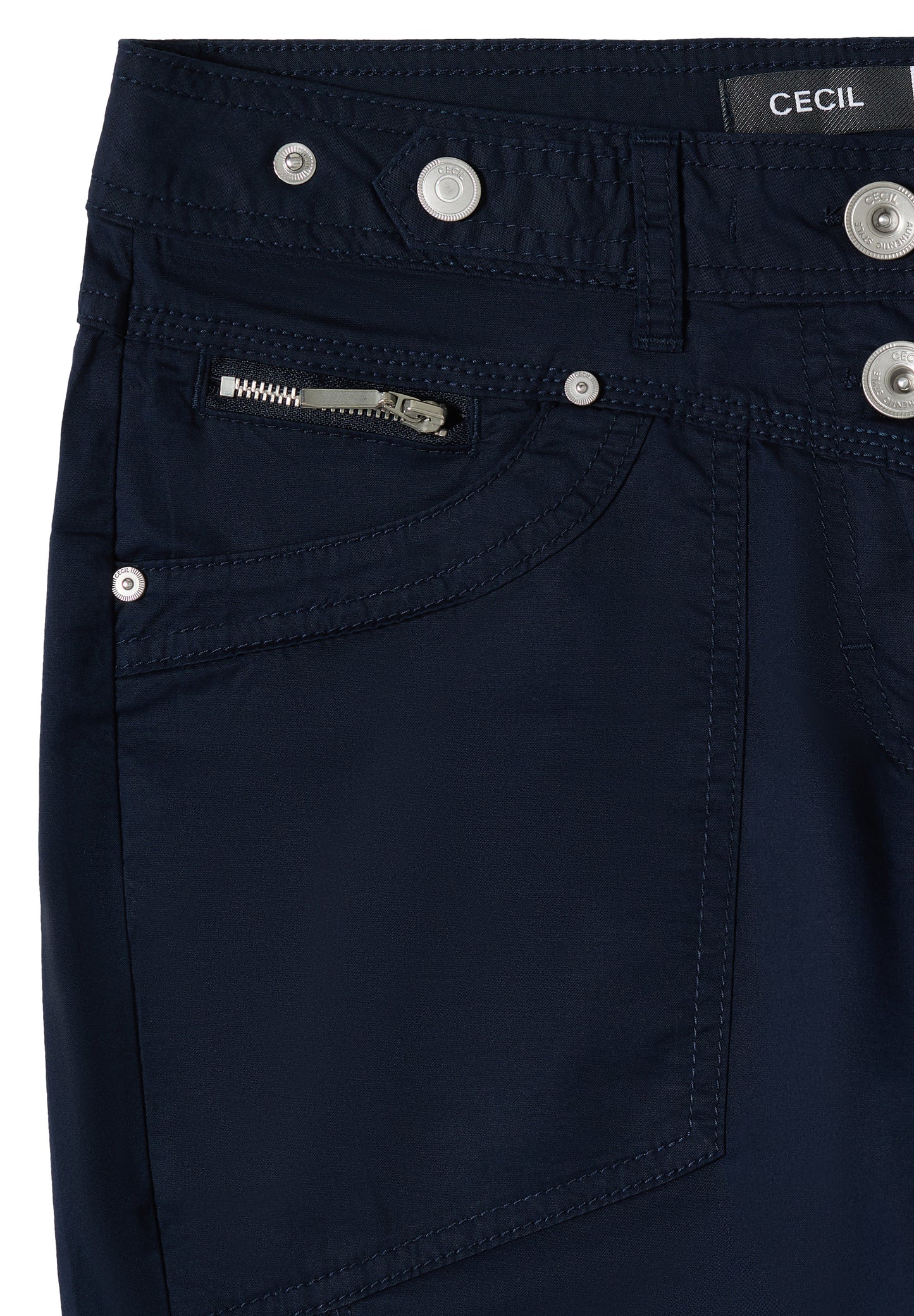 Mid Waist Slim Leg Hose mit Turn-Up