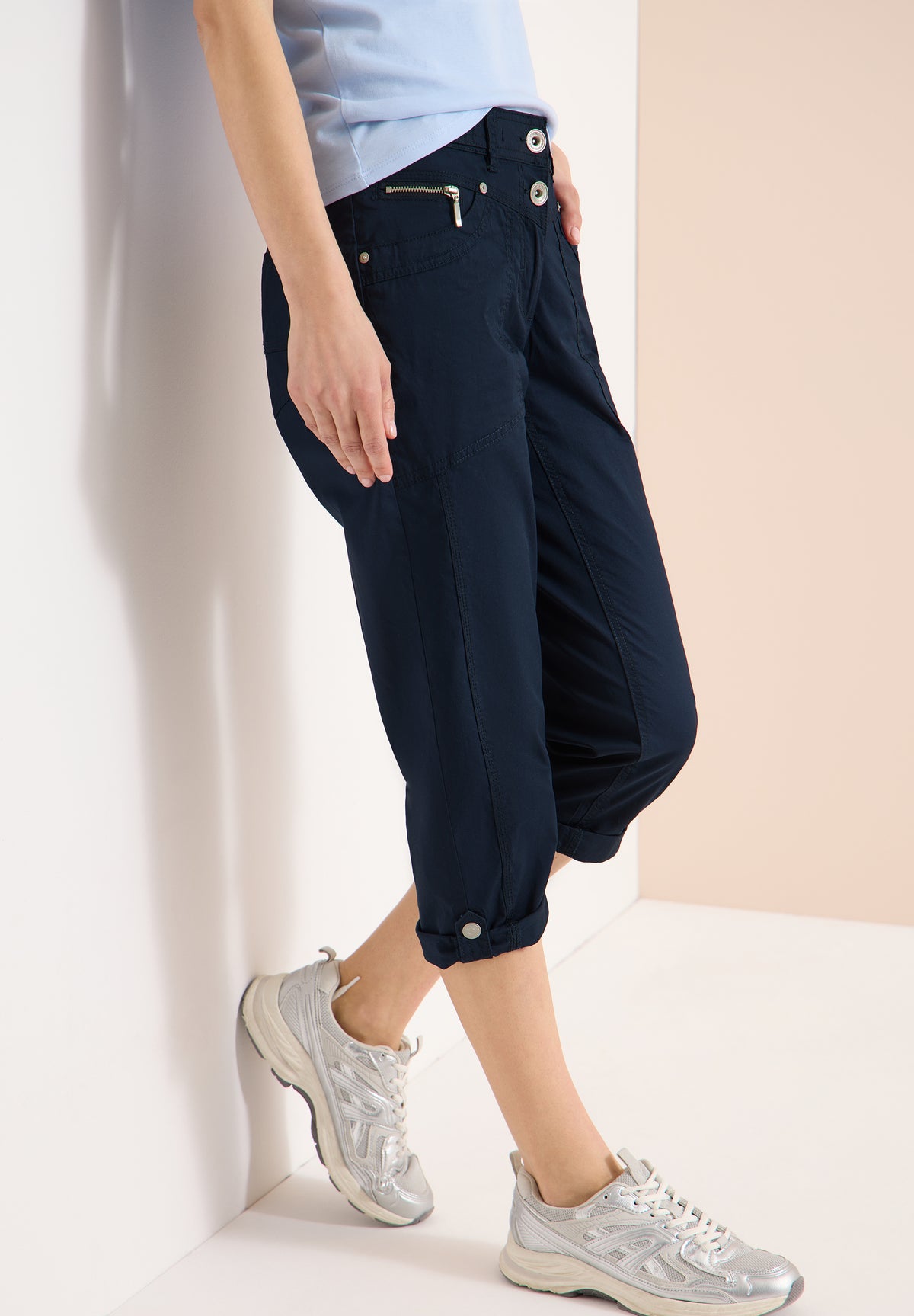 3/4 Mid Waist Casual Fit Hose mit Turn Up