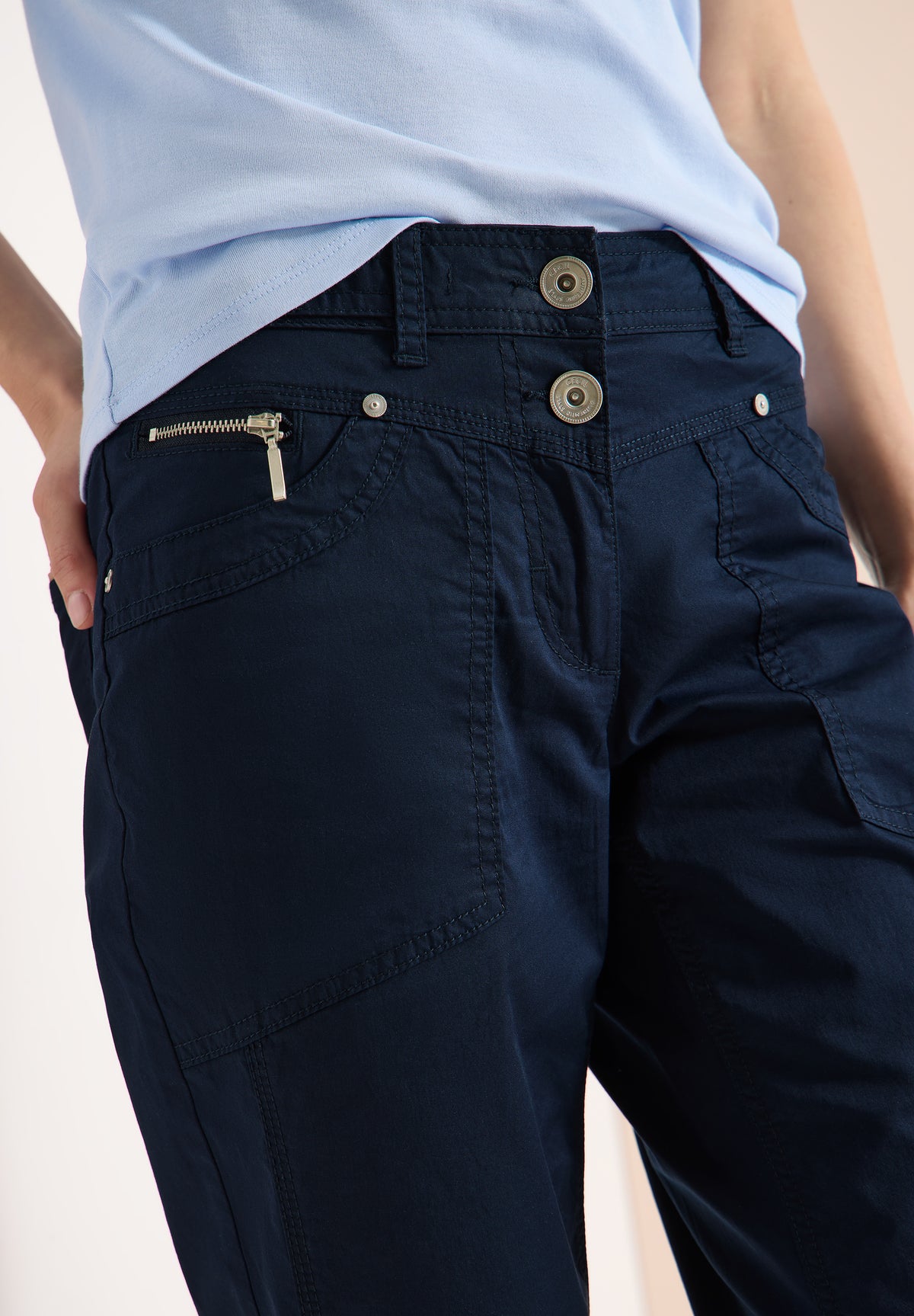 3/4 Mid Waist Casual Fit Hose mit Turn Up