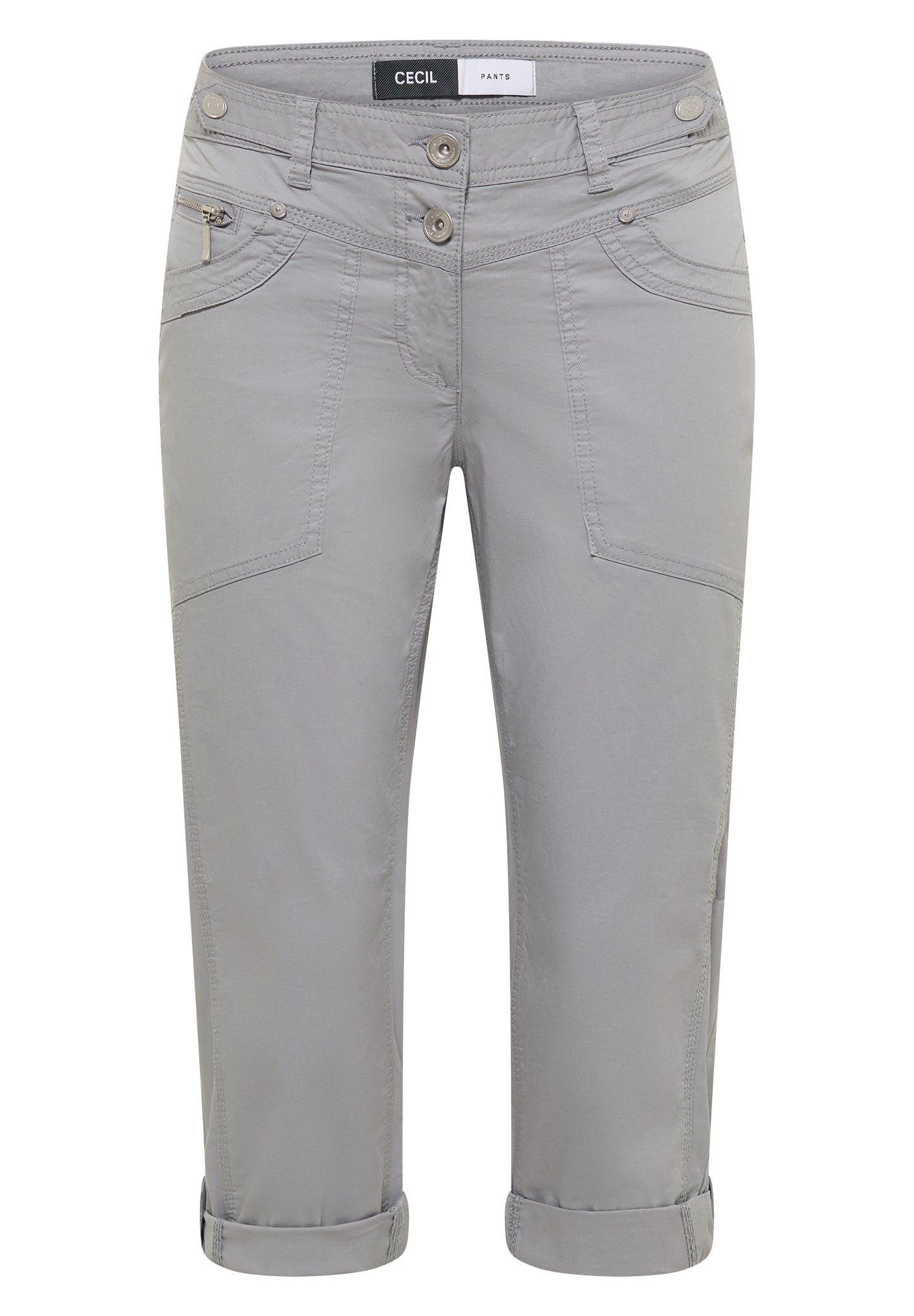 Mid Waist Slim Leg Hose mit Turn-Up