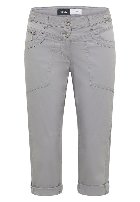 Mid Waist Slim Leg Hose mit Turn-Up