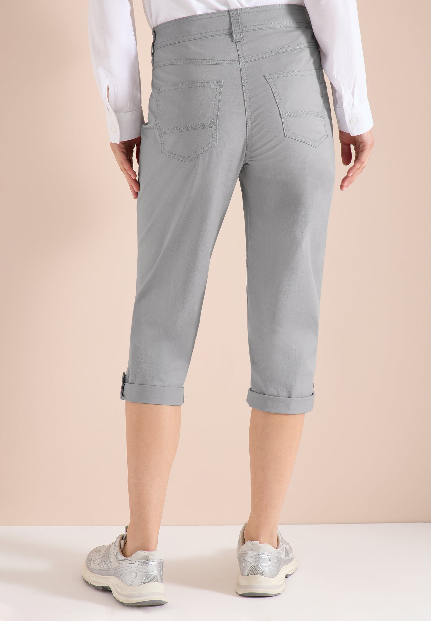 Mid Waist Slim Leg Hose mit Turn-Up