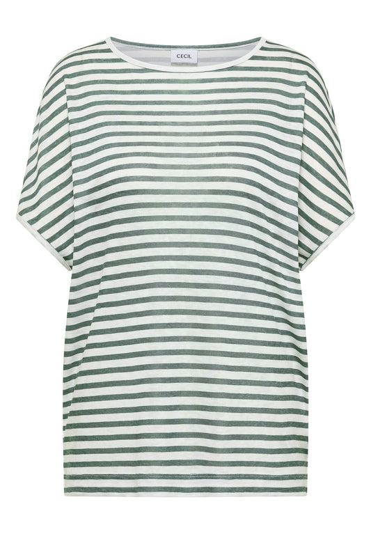 T-Shirt mit Boatneck und Streifen
