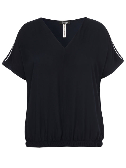 Bluse V-Ausschnitt ohne Arm Materialmix