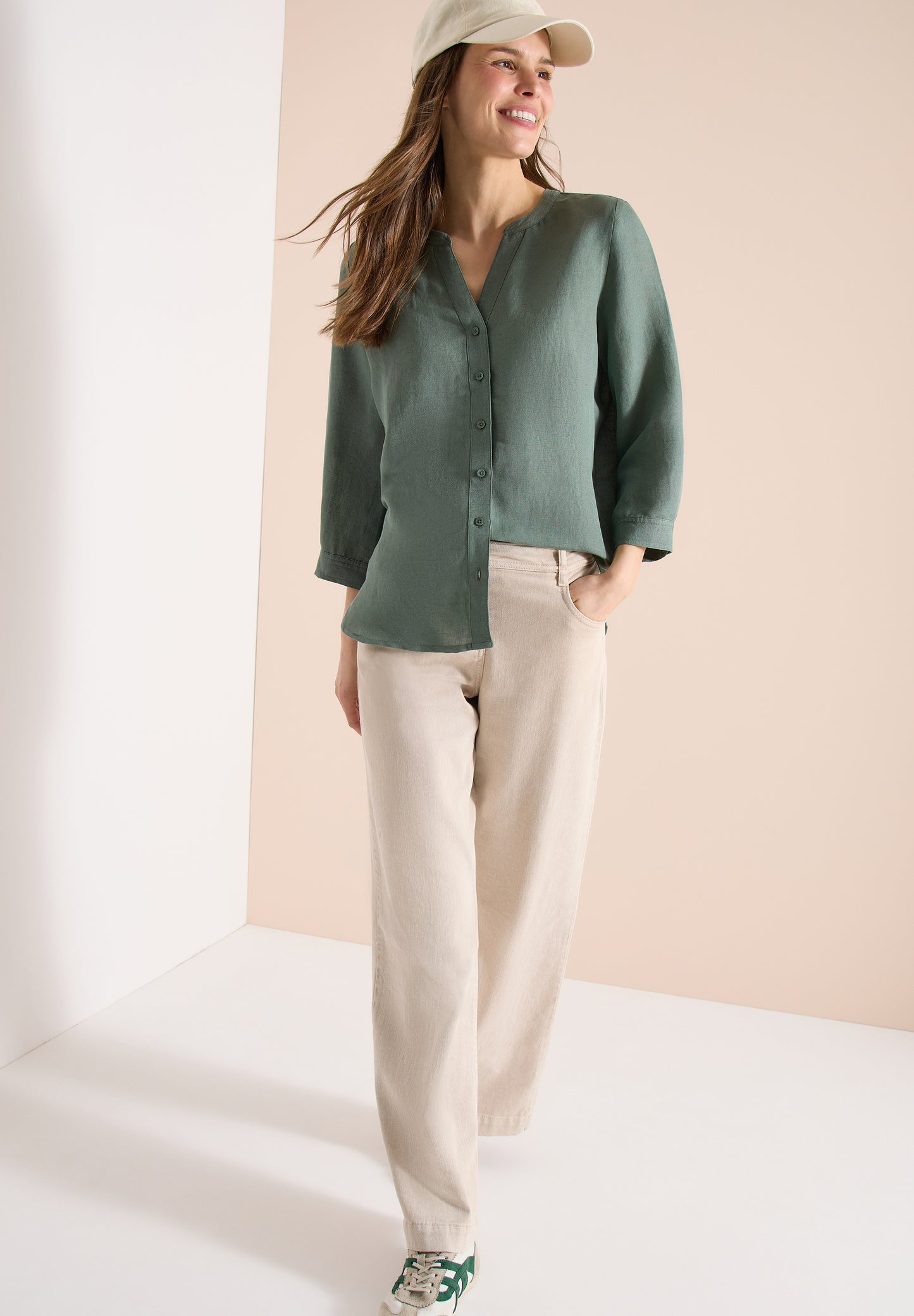 3/4-Arm Bluse aus Leinenmix