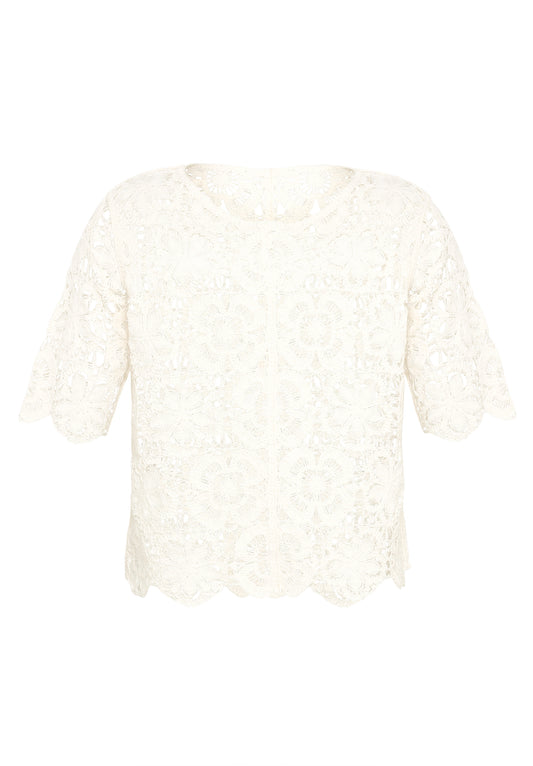 Lochstrick-Pullover