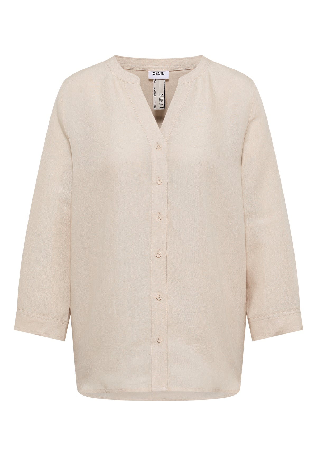Bluse mit Split Neck aus Leinenmix