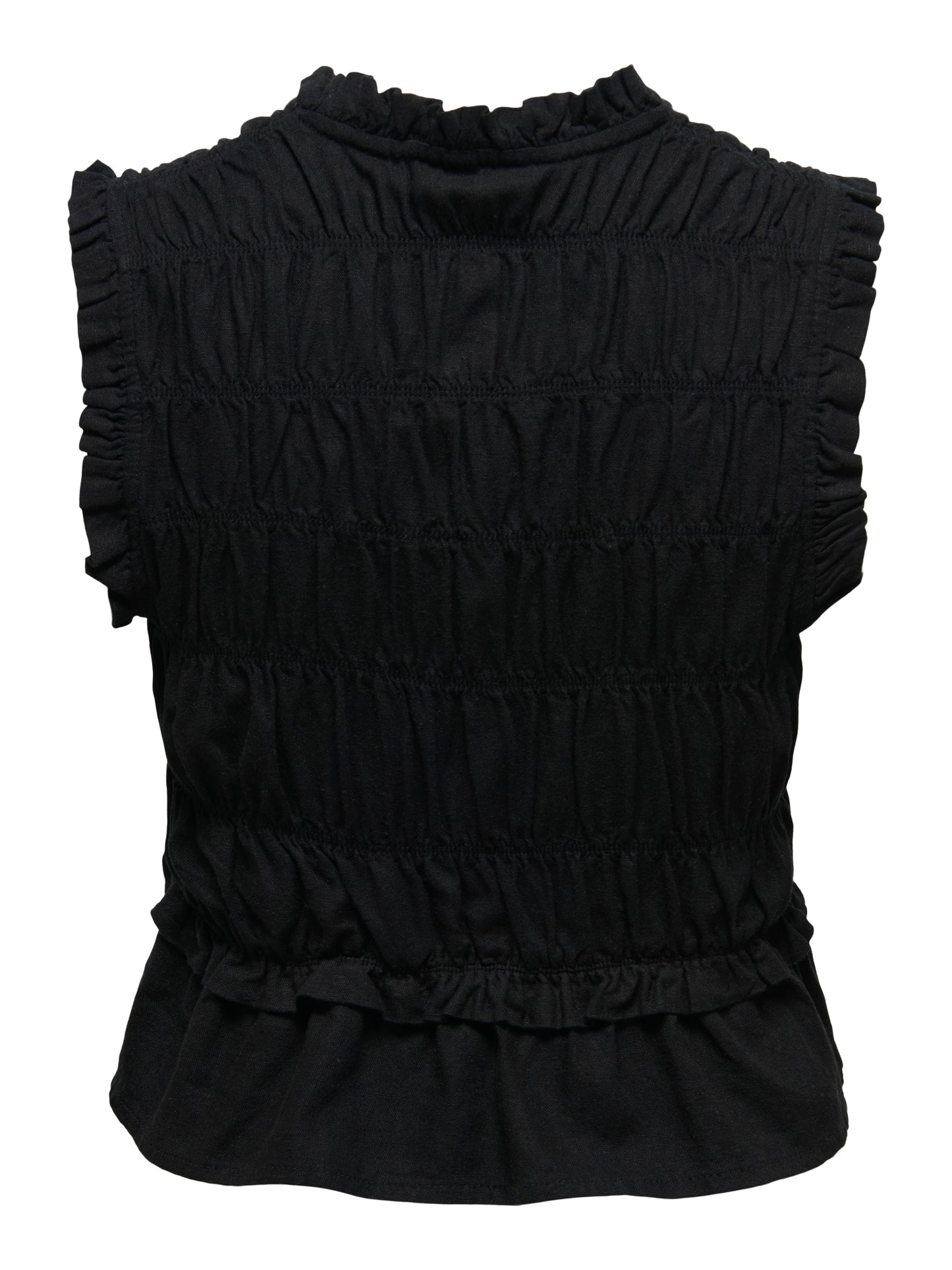 ONLGOA S/S LINEN BL FRILL TOP CC PNT