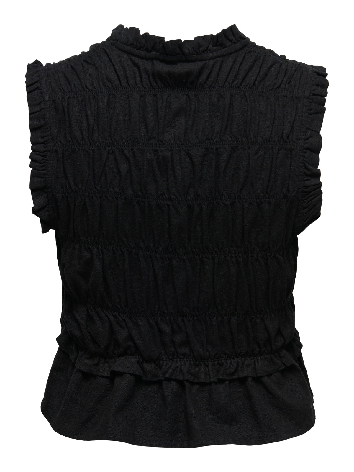 ONLGOA S/S LINEN BL FRILL TOP CC PNT
