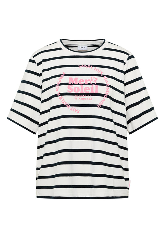 Kurzarm Shirt mit Rundhals und Streifen