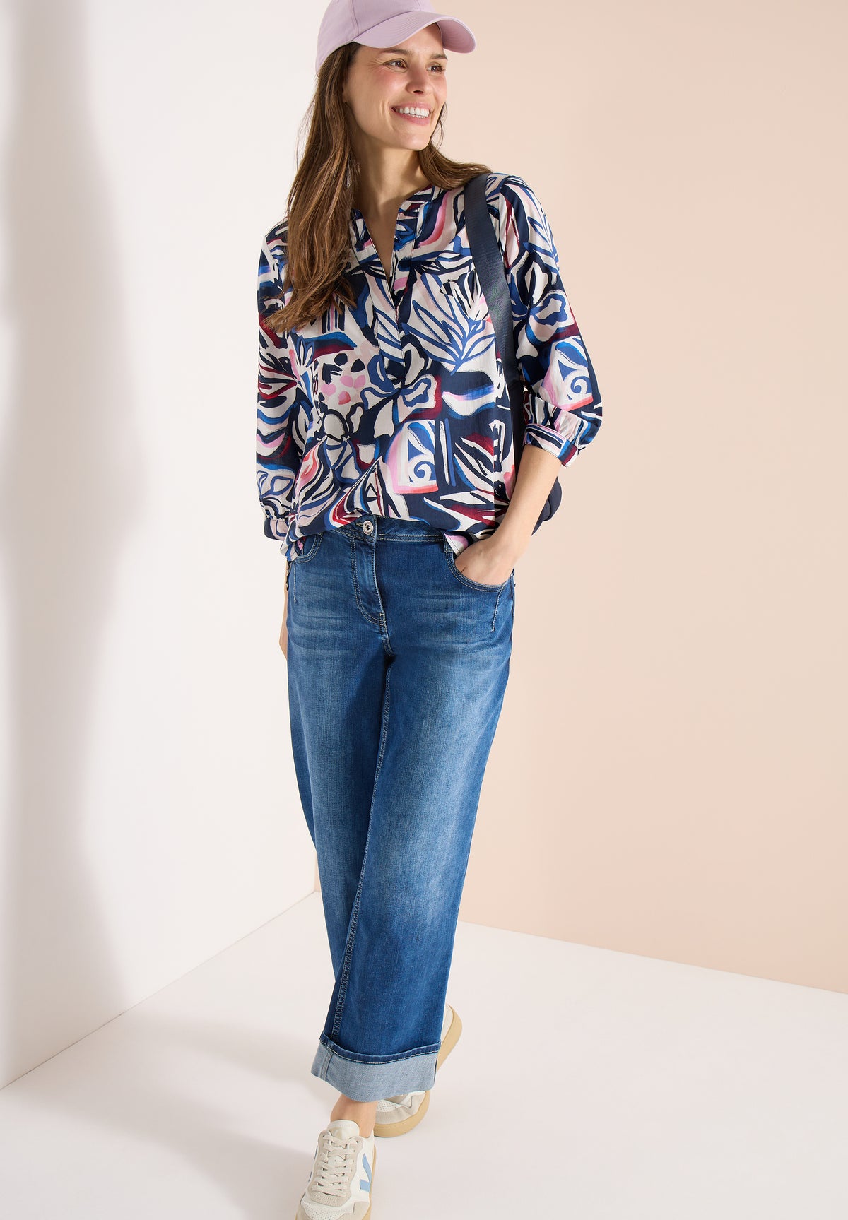 3/4-Arm Bluse mit Multicolor Print