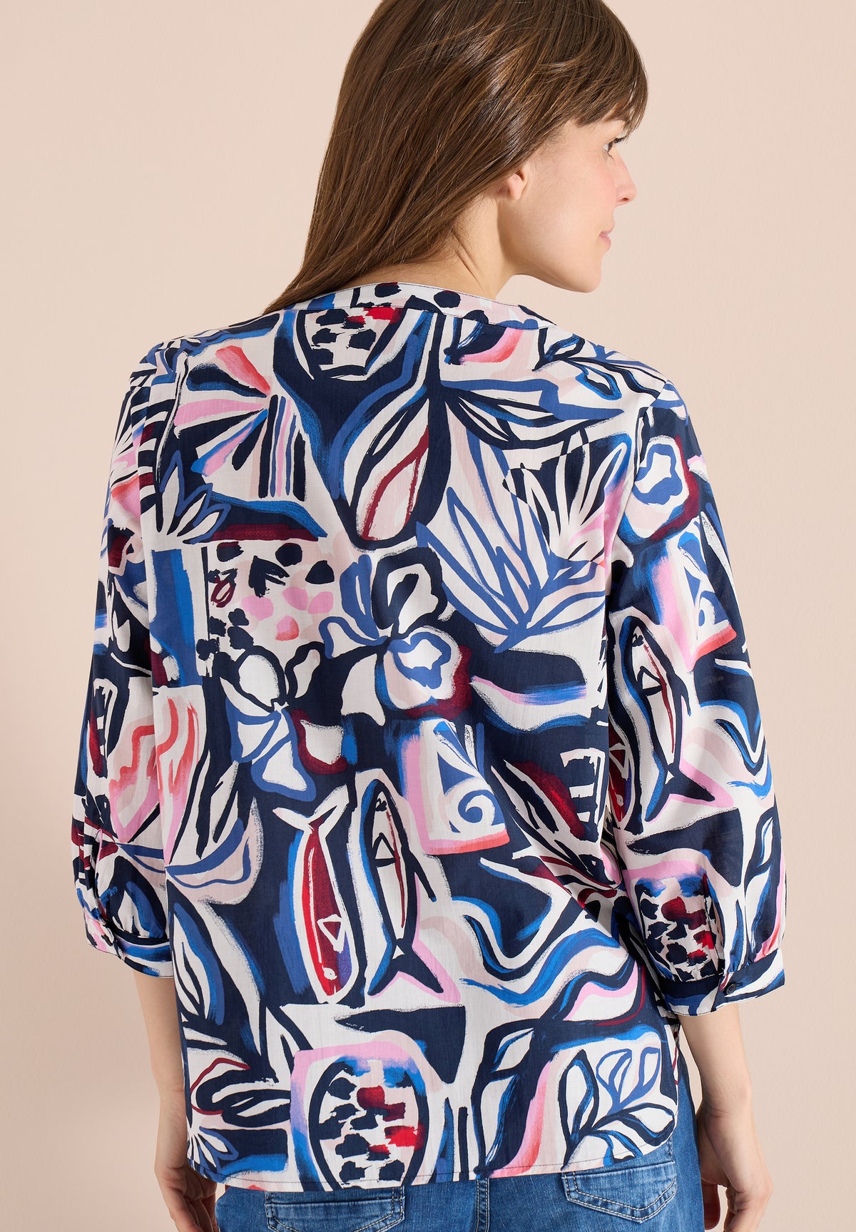 3/4-Arm Bluse mit Multicolor Print