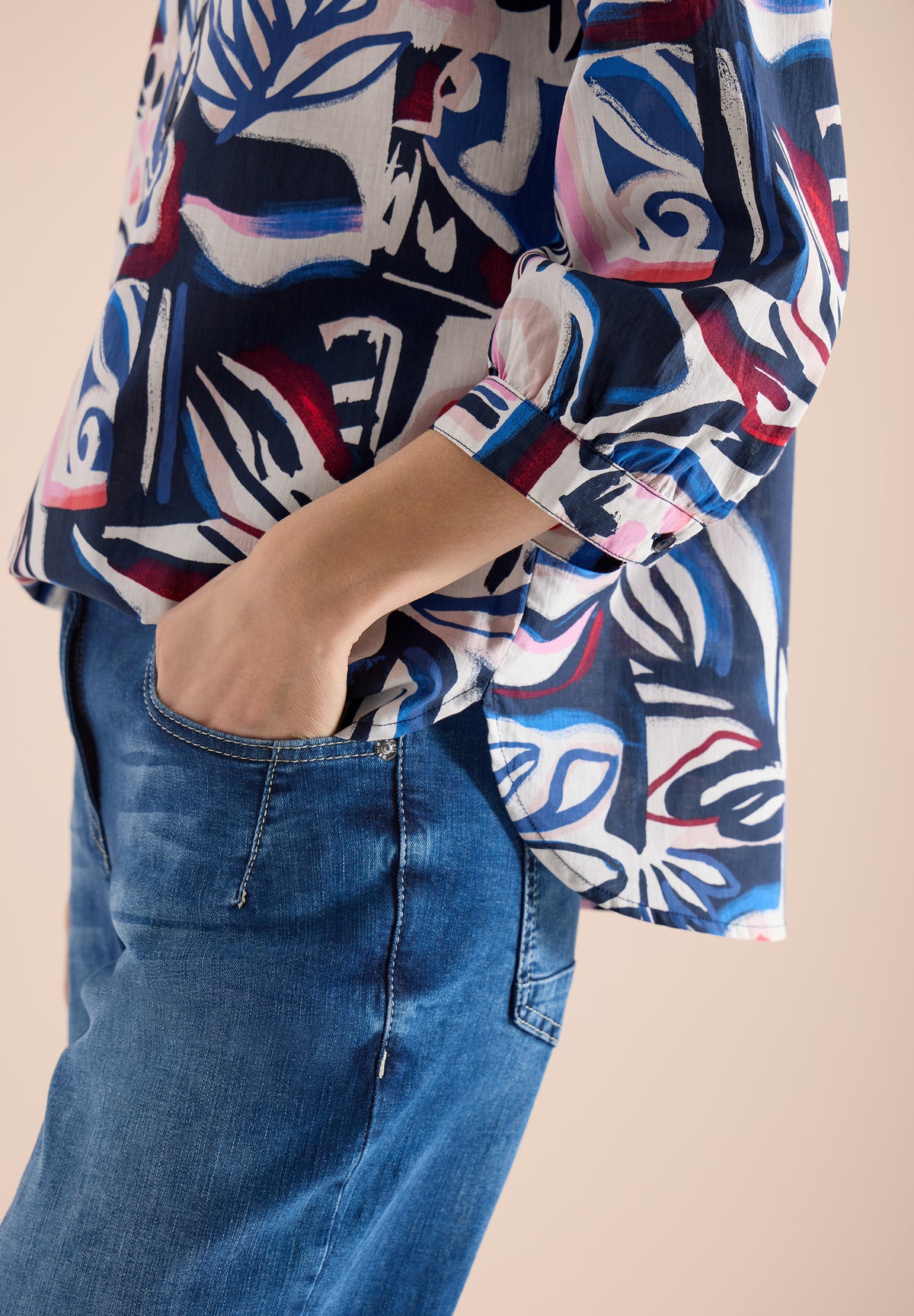 3/4-Arm Bluse mit Multicolor Print