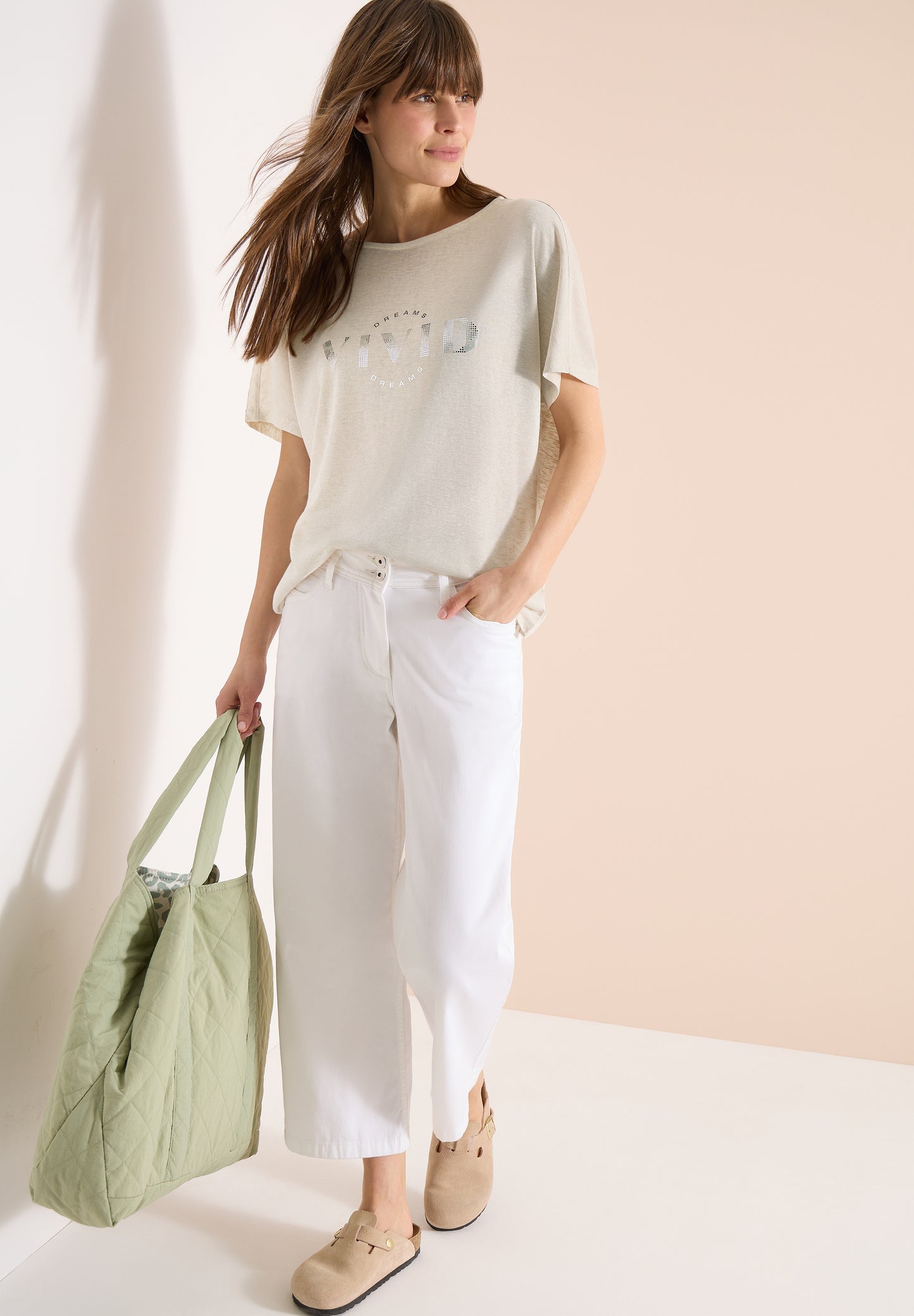 Dropped Shoulder Shirt in Leinen-Optik