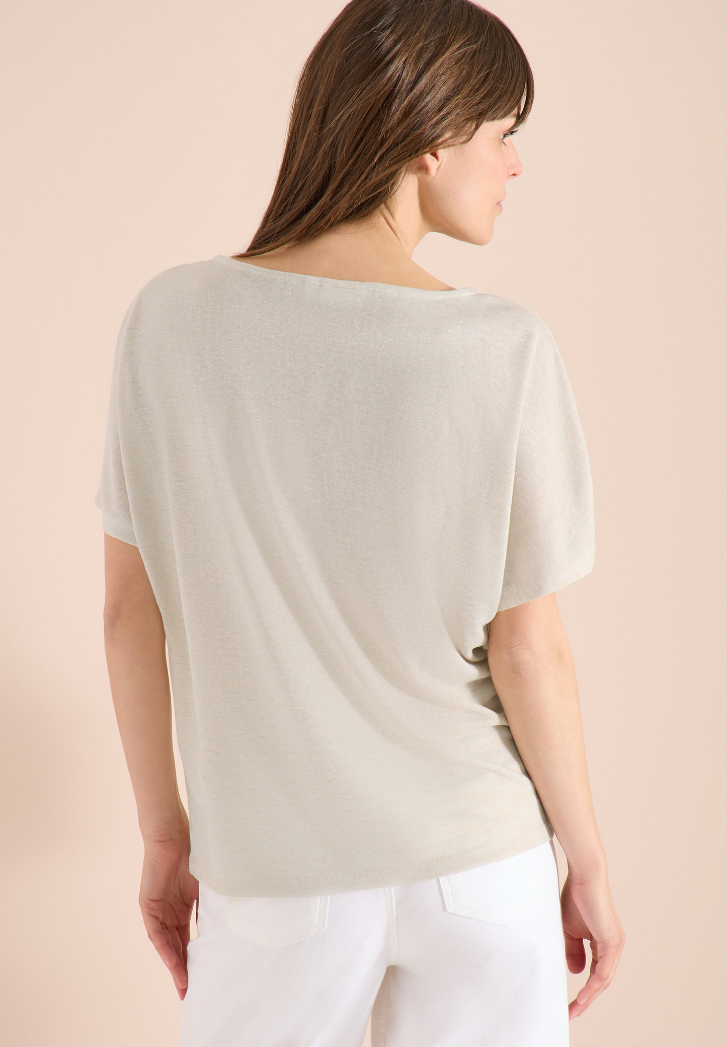 Dropped Shoulder Shirt in Leinen-Optik