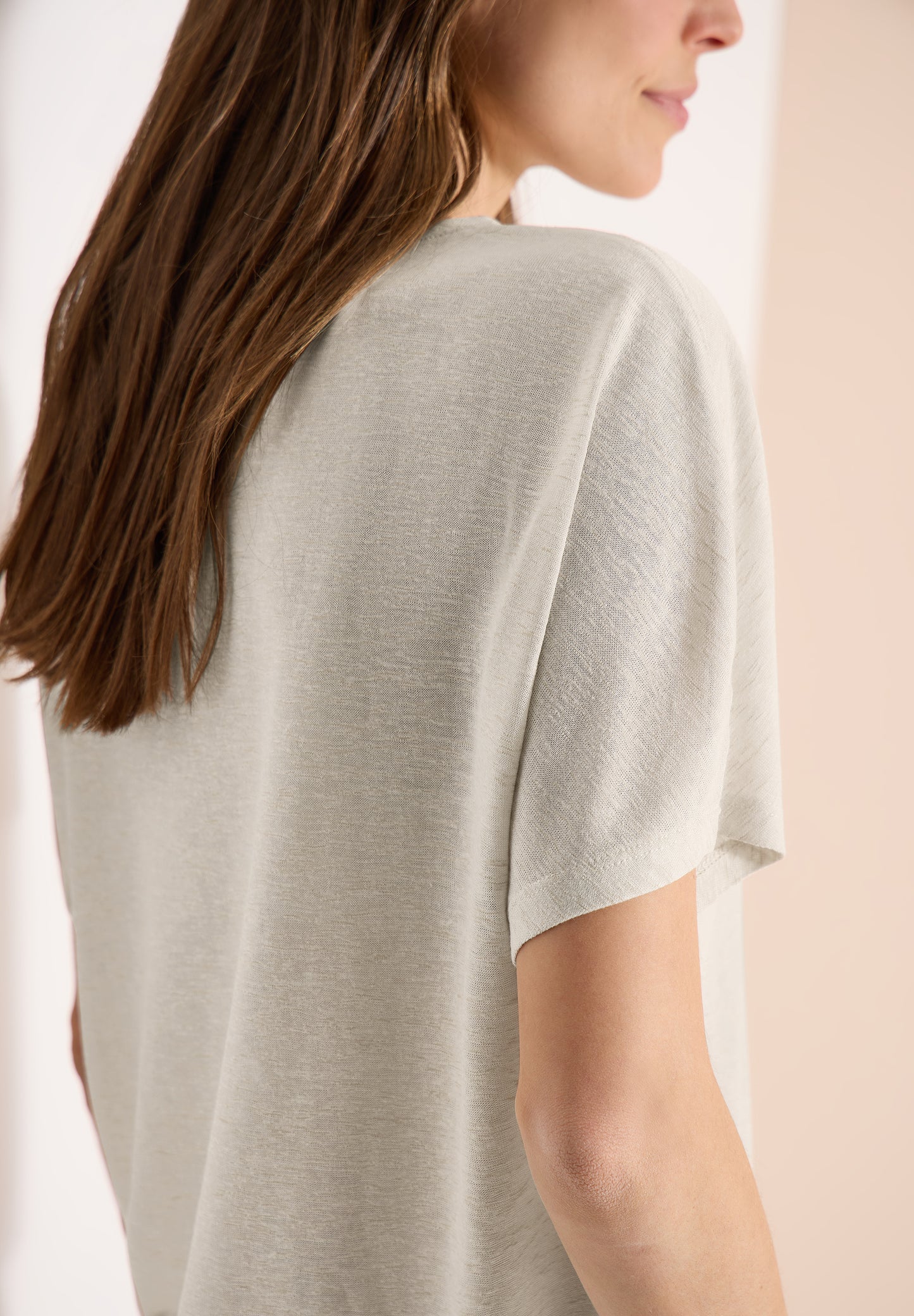 Dropped Shoulder Shirt in Leinen-Optik