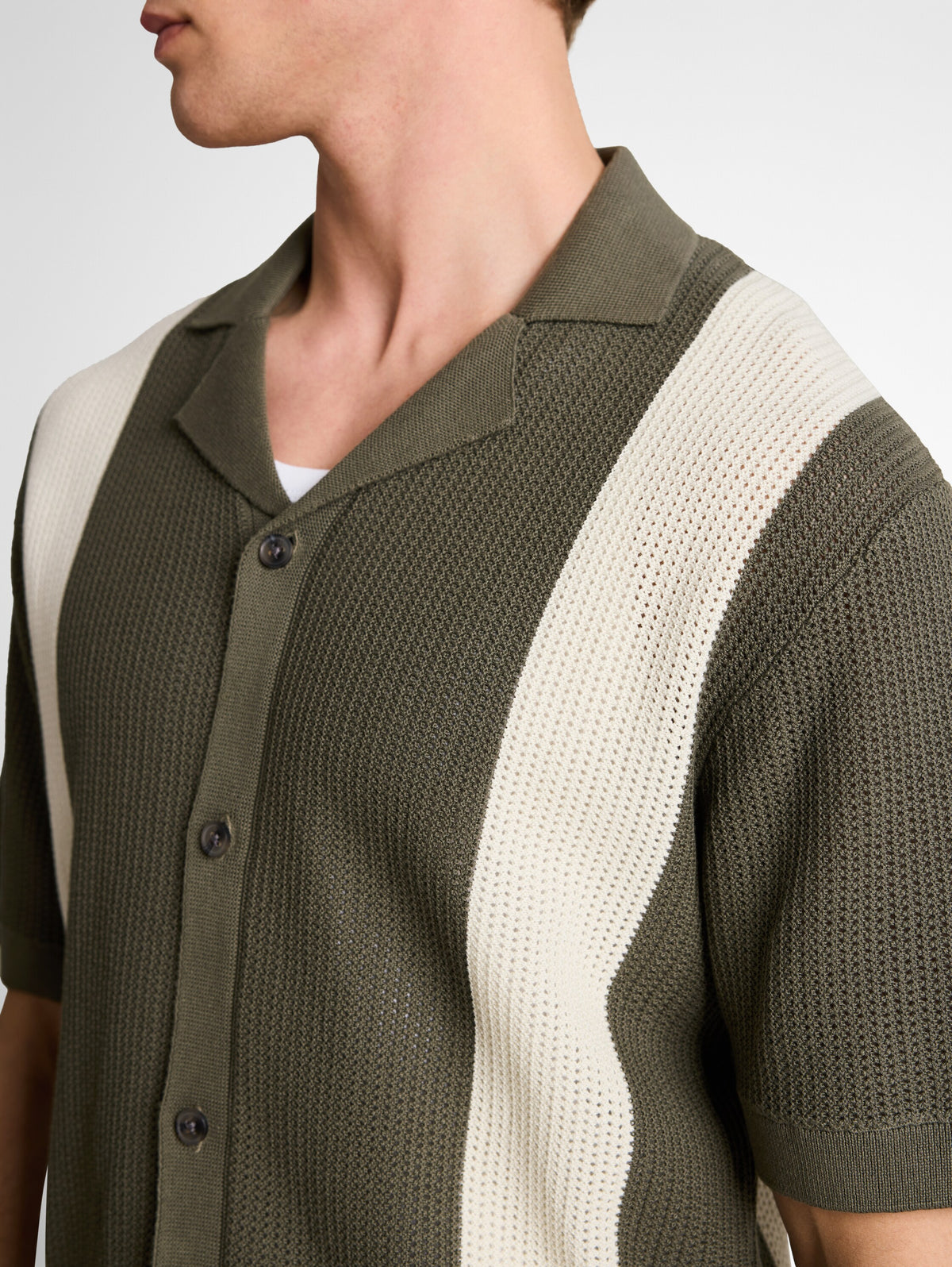 Strickhemd mit Resort Kragen und Knopfleiste