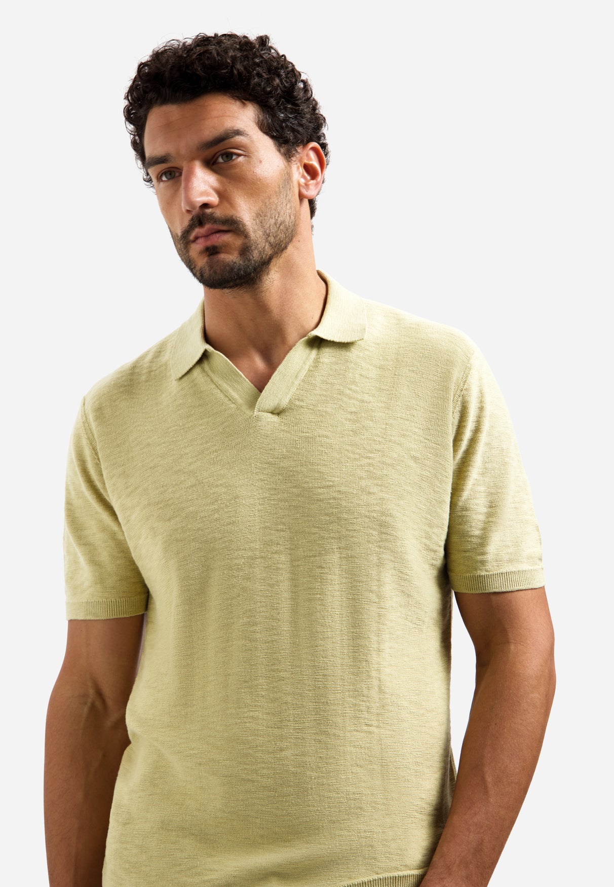 Pullover Short Sleeve V-Polo Slub