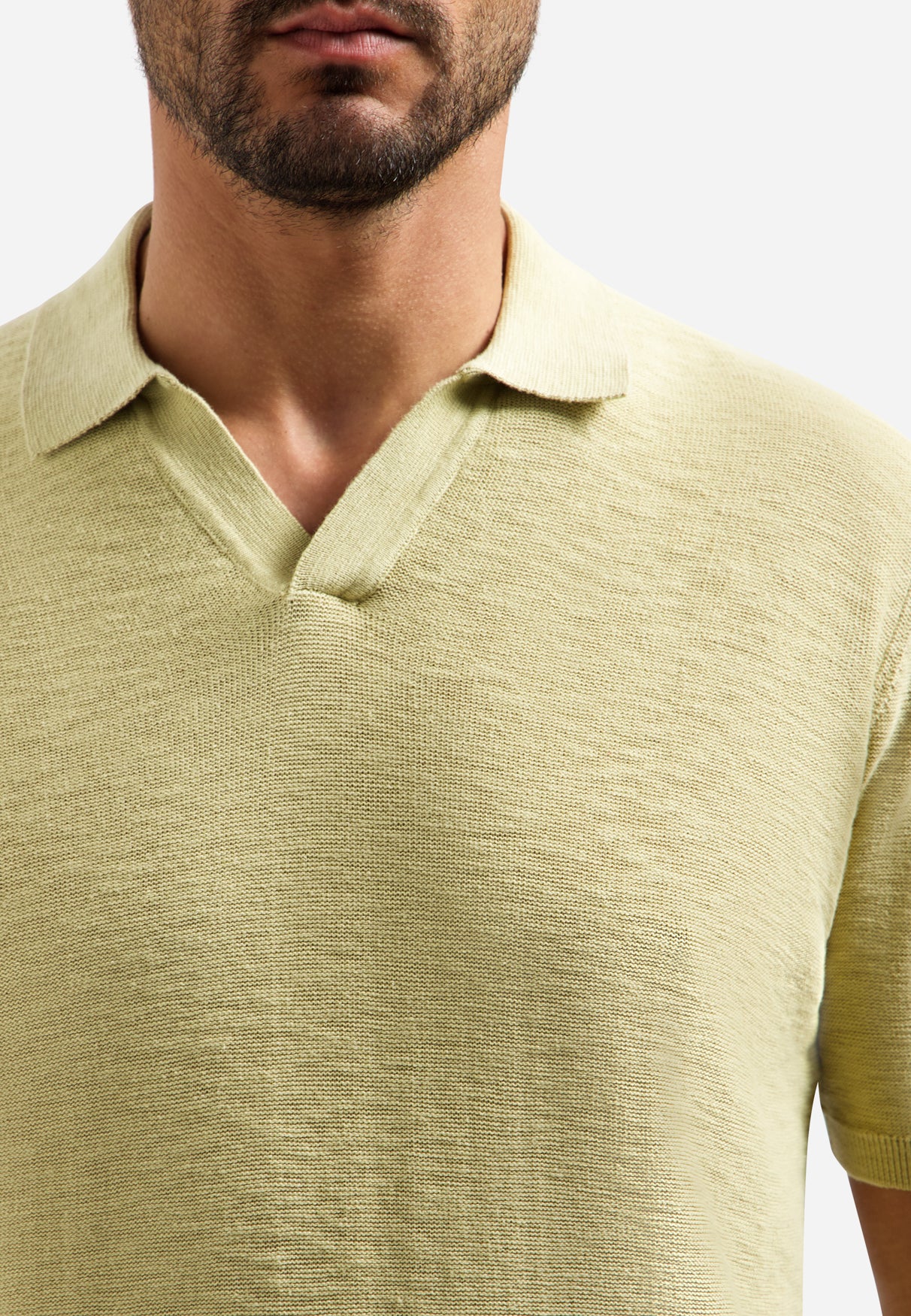 Pullover Short Sleeve V-Polo Slub