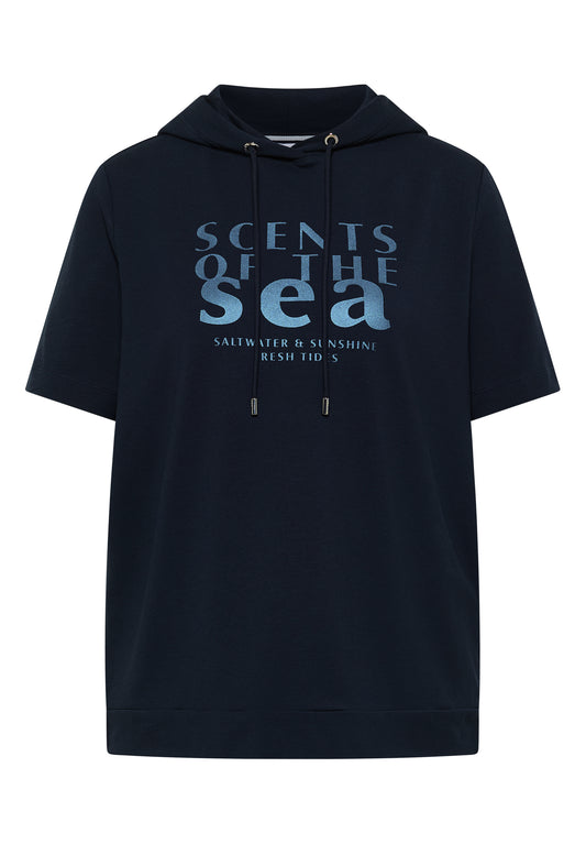 Kurzarm Shirt mit Kapuze und Wording